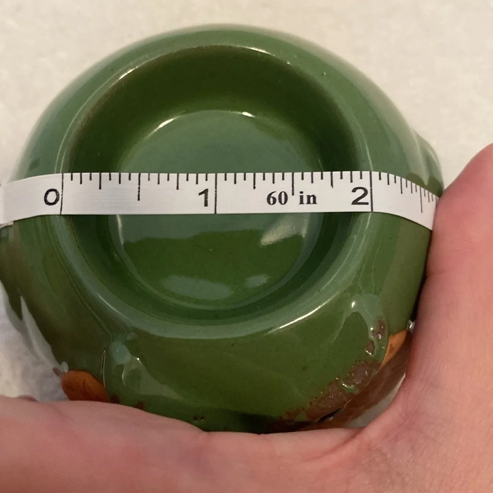 🆕GIFT CRAFT: Green Ceramic Owl Tea Light Holder